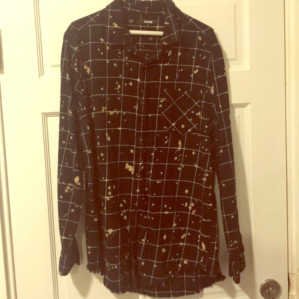 bleach splattered button-down